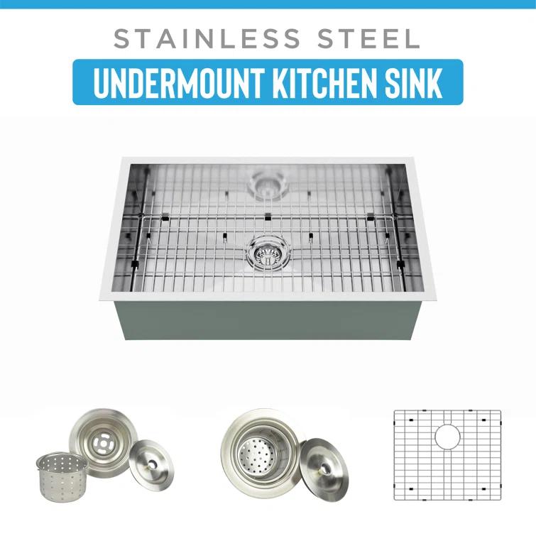 Blue Ocean 32" L x 19" W Single BowlStainless Steel Undermount Kitchen Sink