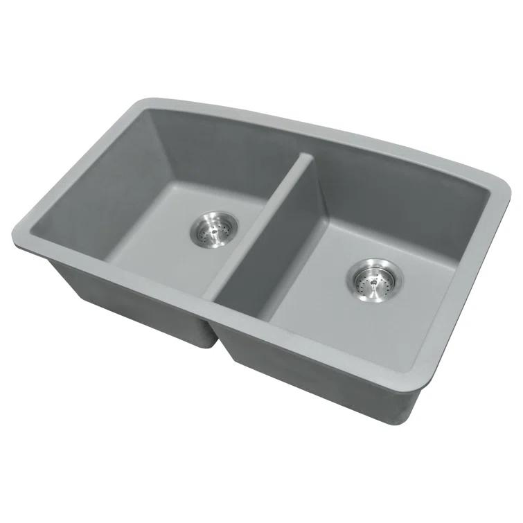 Quartz 32"x19" Undermount 50/50 Double Bowl Kitchen Sink