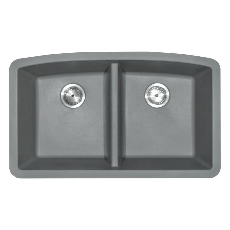Quartz 32"x19" Undermount 50/50 Double Bowl Kitchen Sink
