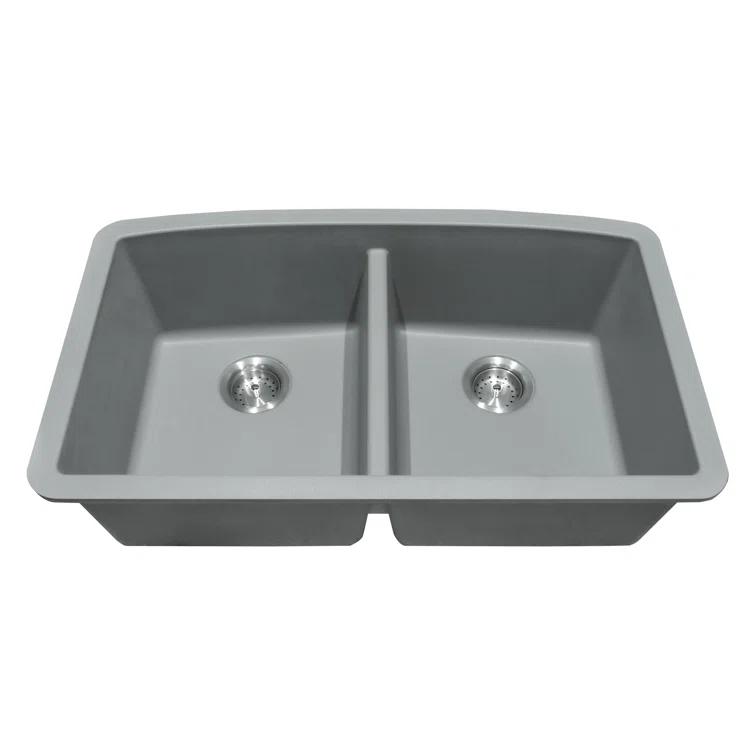 Quartz 32"x19" Undermount 50/50 Double Bowl Kitchen Sink