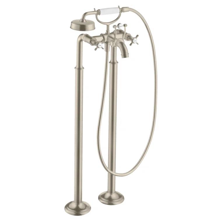 Polished Nickel Traditional Freestanding Tub Filler with Handshower