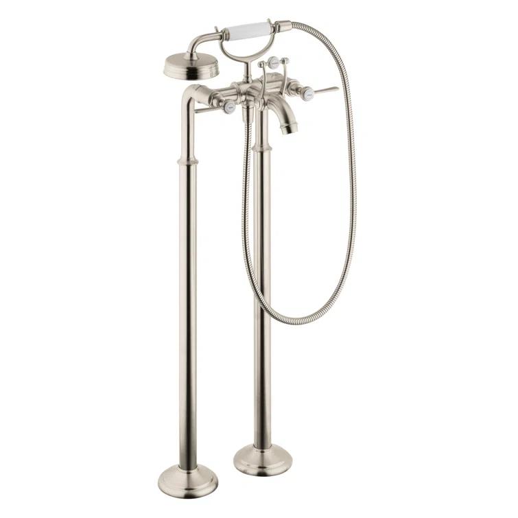 Polished Nickel Traditional Freestanding Tub Filler with Handshower