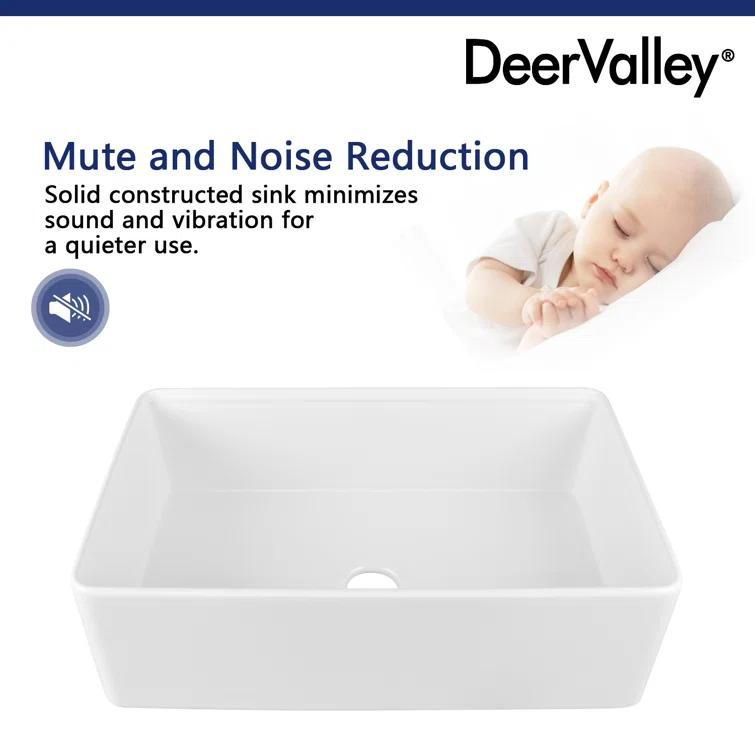 DeerValley 33" L X 20" W Single Basin Workstation Farmhouse Kitchen Sink With Sink Grid, Cutting Board And Dish-Drying Rack