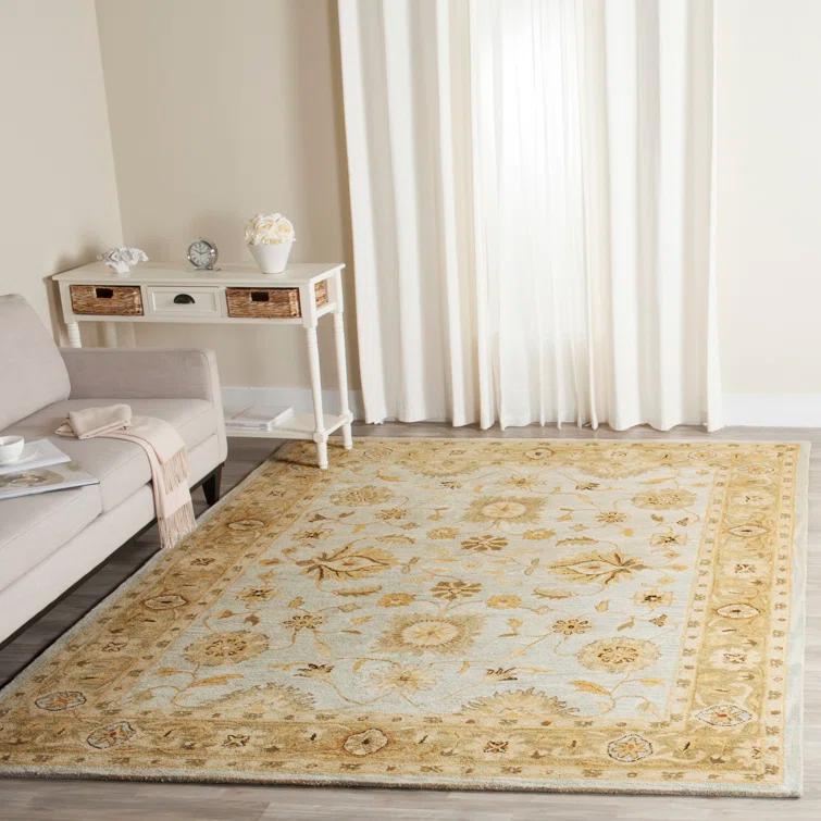 Antiquity AT856 Hand Tufted Area Rug - Light Blue/Sage - 3'x5' - Safavieh.