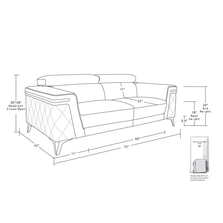 Belleville 70'' Top Grain Genuine Leather Loveseat