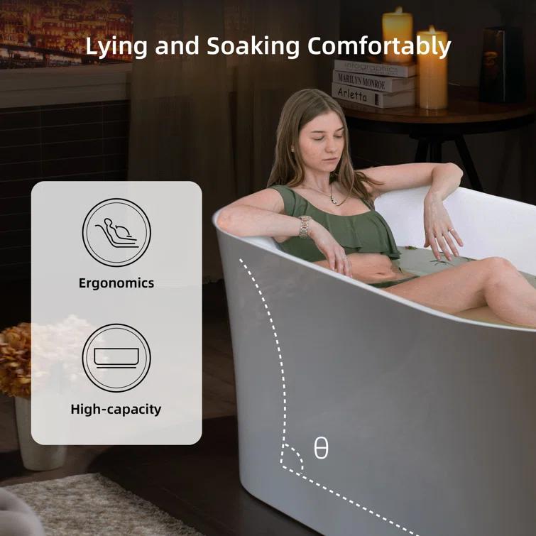 Freestanding Soaking Acrylic Curved Design Bathtub