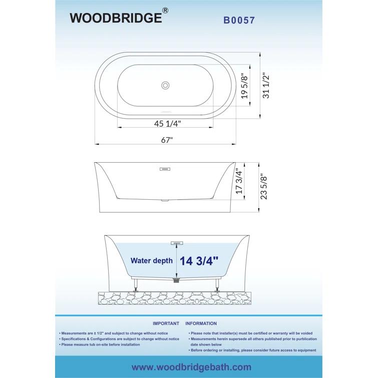 Freestanding Soaking Acrylic Curved Design Bathtub
