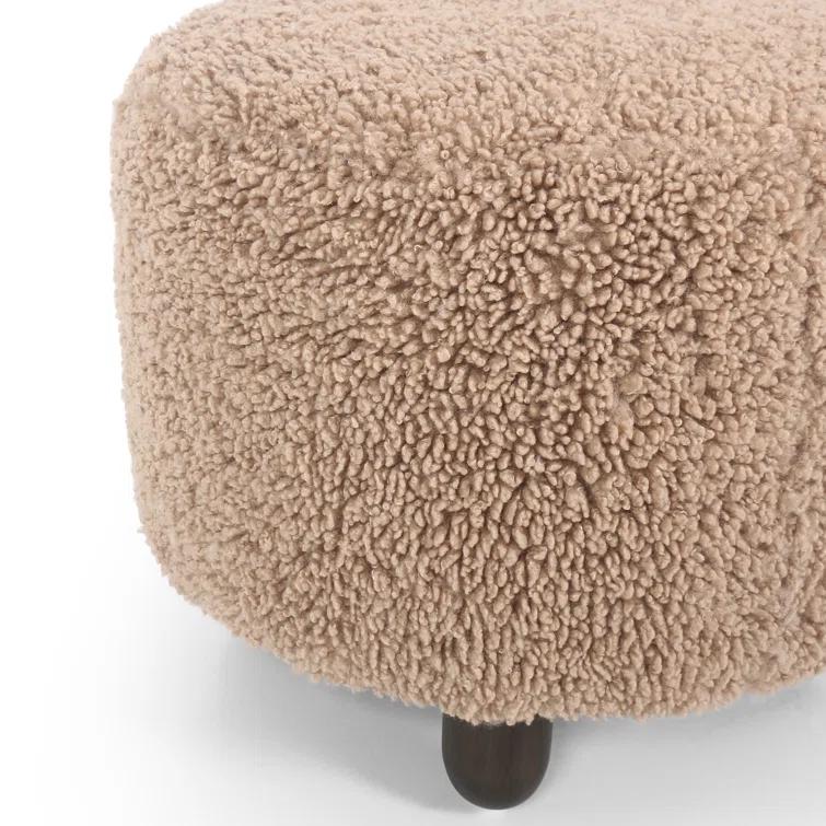 Dover Round Ottoman - Toast Shearling