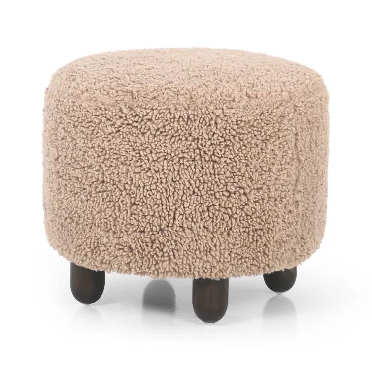 Dover Round Ottoman - Toast Shearling