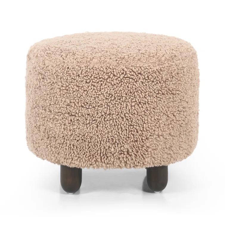 Dover Round Ottoman - Toast Shearling