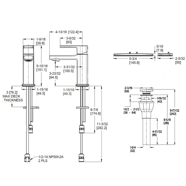 Deckard Centerset Bathroom Faucet with Drain Assembly