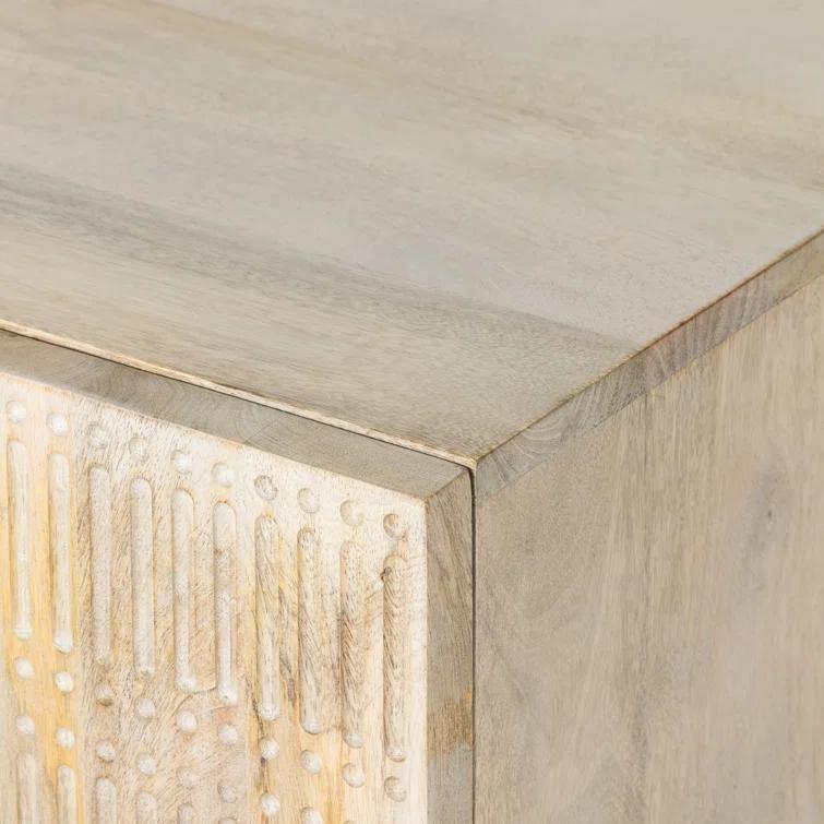 Carved Mango Wood Nightstand (25")