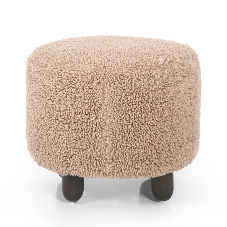 Dover Round Ottoman - Toast Shearling