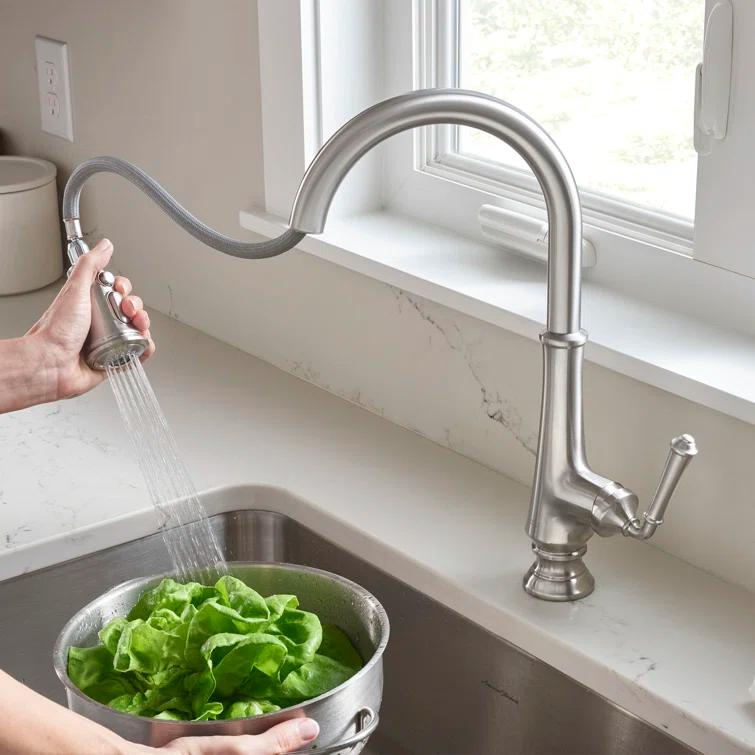Delancey Pull Down Single Handle Kitchen Faucet With Accessories