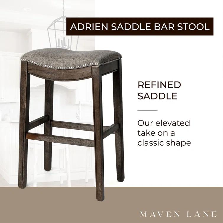 Maven Lane Maven Lane Adrien Backless Saddle Kitchen Stool with Fabric Upholstery