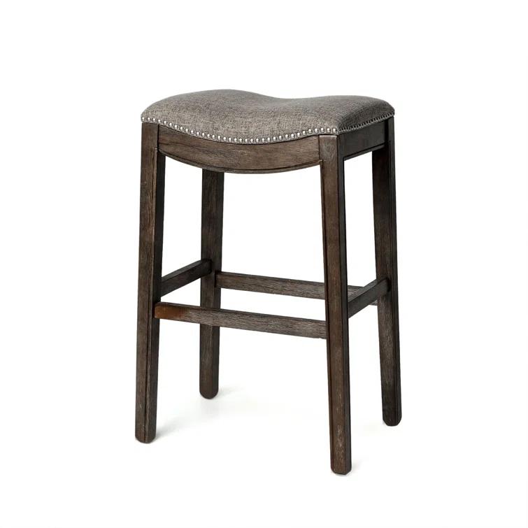 Maven Lane Maven Lane Adrien Backless Saddle Kitchen Stool with Fabric Upholstery