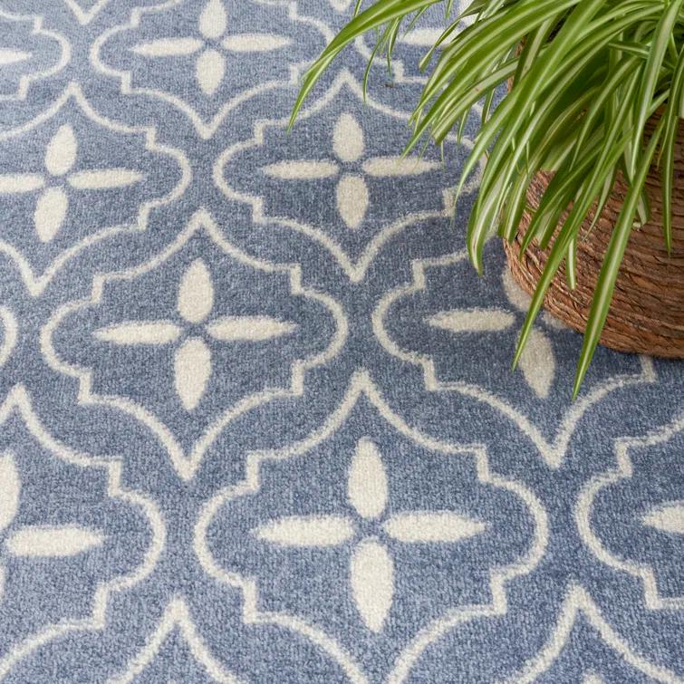 Nourison Essentials Blue/Ivory Indoor/Outdoor Area Rug