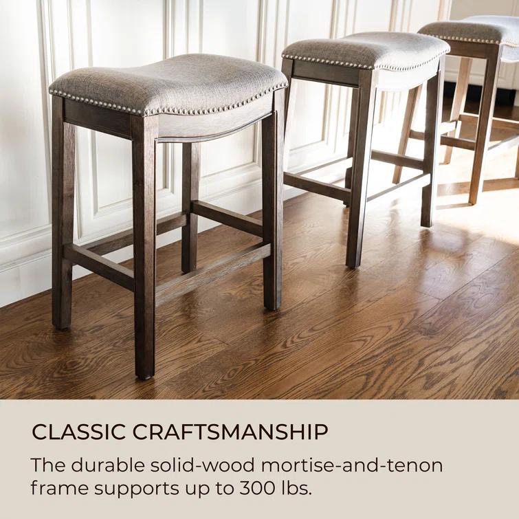 Maven Lane Maven Lane Adrien Backless Saddle Kitchen Stool with Fabric Upholstery