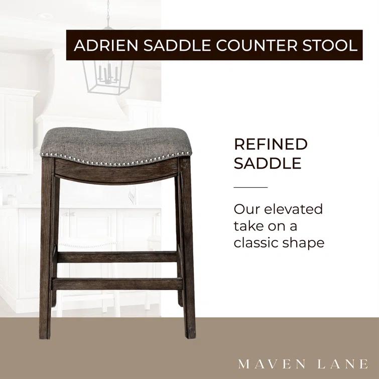 Maven Lane Maven Lane Adrien Backless Saddle Kitchen Stool with Fabric Upholstery