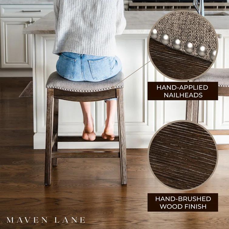 Maven Lane Maven Lane Adrien Backless Saddle Kitchen Stool with Fabric Upholstery