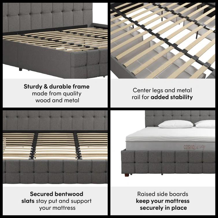 Elizabeth Tufted Upholstered Low Profile Storage Platform Bed