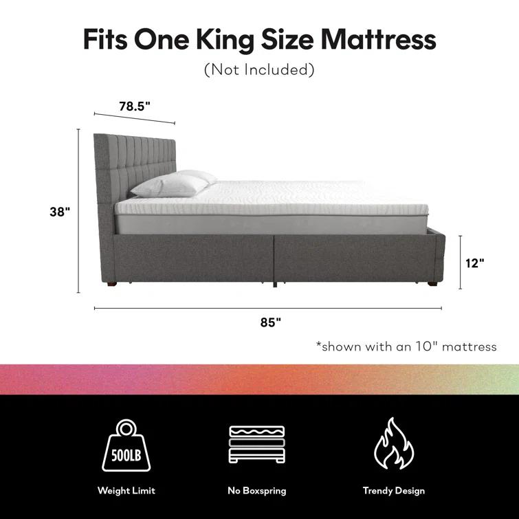 Elizabeth Tufted Upholstered Low Profile Storage Platform Bed