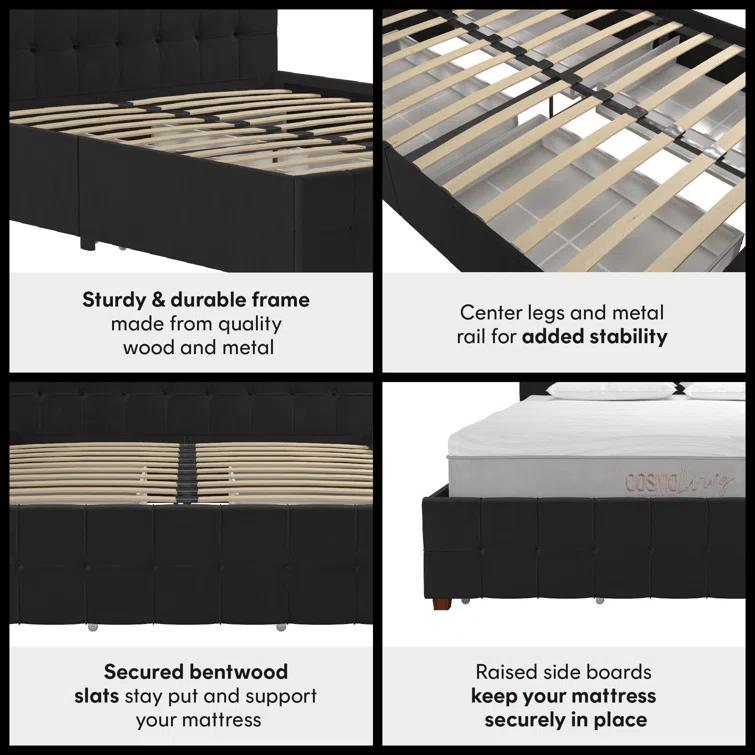 Elizabeth Tufted Upholstered Low Profile Storage Platform Bed