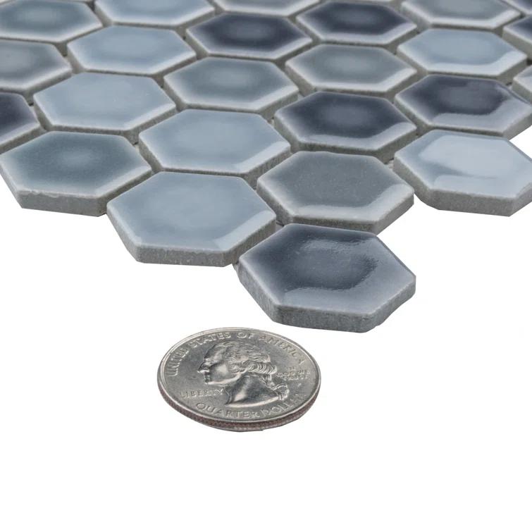 Hudson 1" Hex 11-7/8 " x 13-1/4 " Porcelain Mosaic Floor and Wall Tile