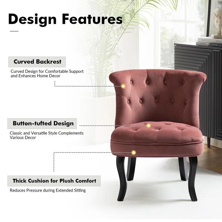 Grenier Traditional Velvet Upholstered Wingback Side Chair with Button-Tufted