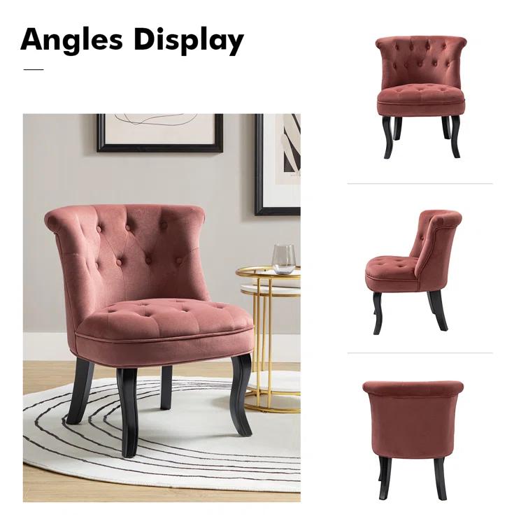 Grenier Traditional Velvet Upholstered Wingback Side Chair with Button-Tufted