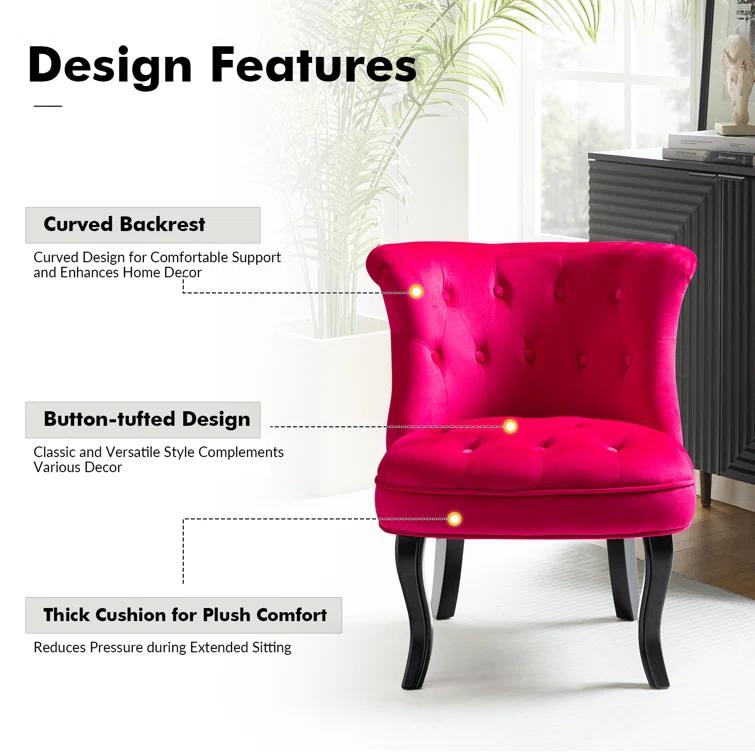 Grenier Traditional Velvet Upholstered Wingback Side Chair with Button-Tufted