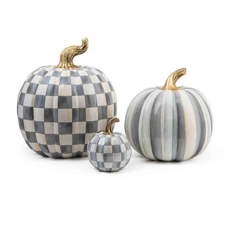 MacKenzie-Childs Check Large Pumpkin Decorative Accent