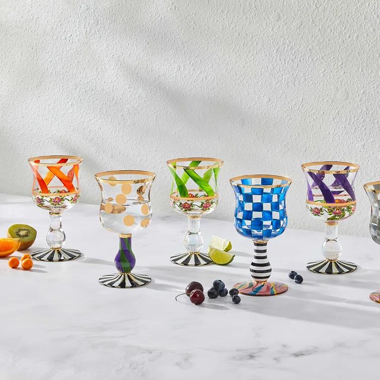 MacKenzie-Childs Maypole 16 oz. Wine Glass & Reviews | Wayfair