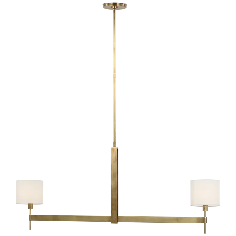 Antique Brass 54" Modern Chandelier with Linen Shades