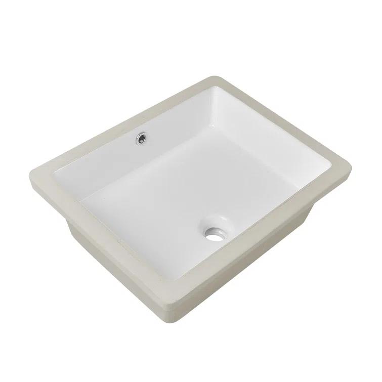 DeerValley Ursa 20" X 15.6" Rectangular Vitreous China Undermount Bathroom Sink with Overflow