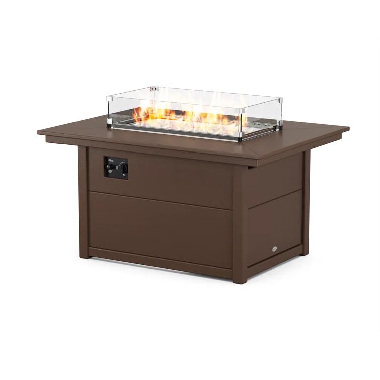 Rectangle Polyresin Smokeless Fire Pit Table with Hidden Fuel Tank