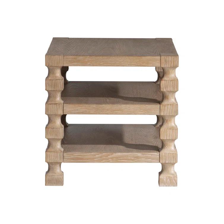 Medium Oak Rectangular Accent Table with Spindle Legs