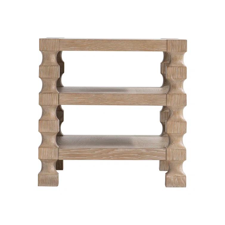 Medium Oak Rectangular Accent Table with Spindle Legs