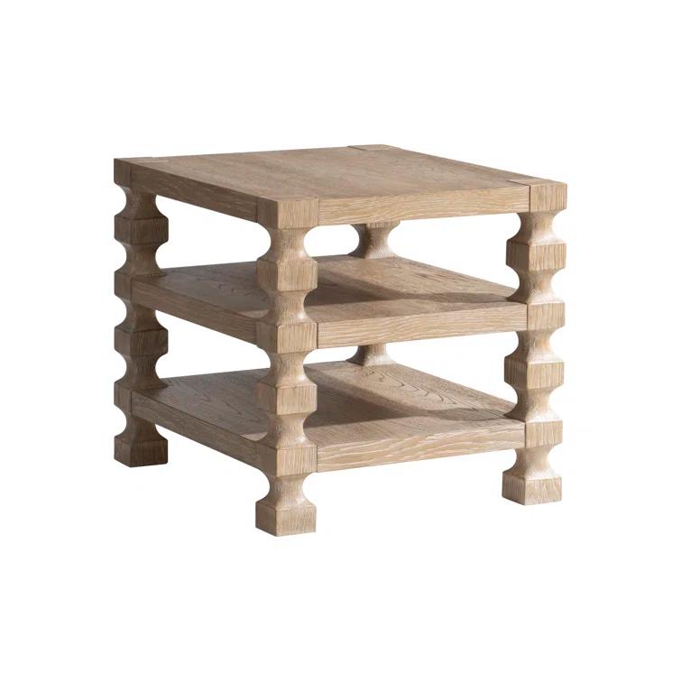 Medium Oak Rectangular Accent Table with Spindle Legs