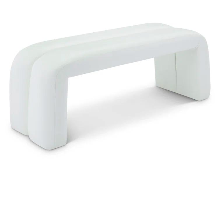 Wrought Studio™ Ishanjeet Arc Vegan Leather Upholstered Bench