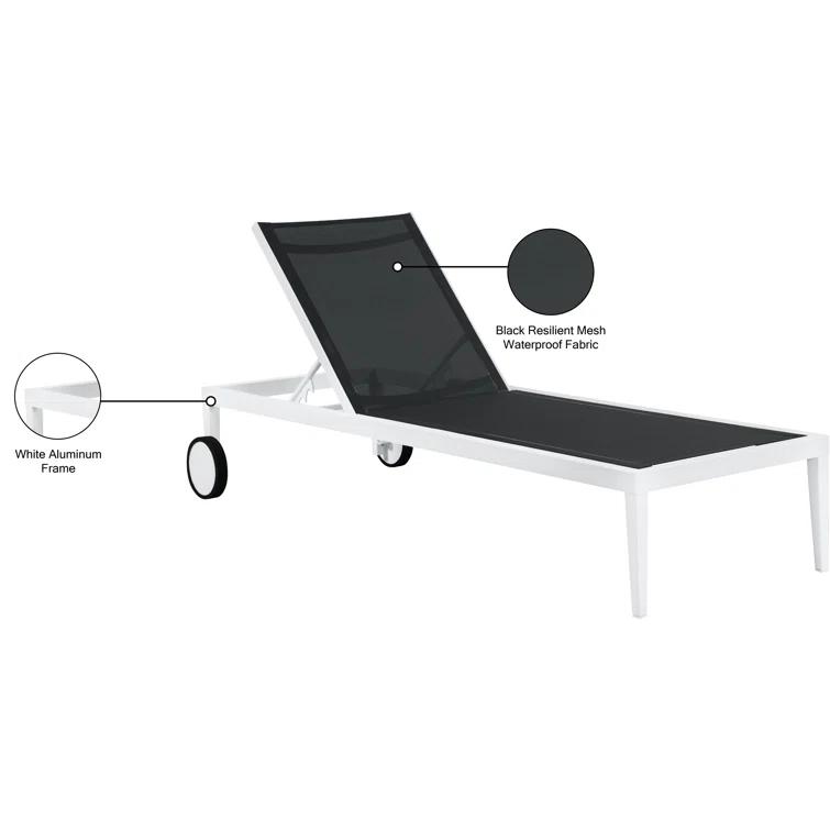 Velizar Mesh Waterproof Fabric Outdoor Patio Aluminum Mesh Chaise Lounge Chair
