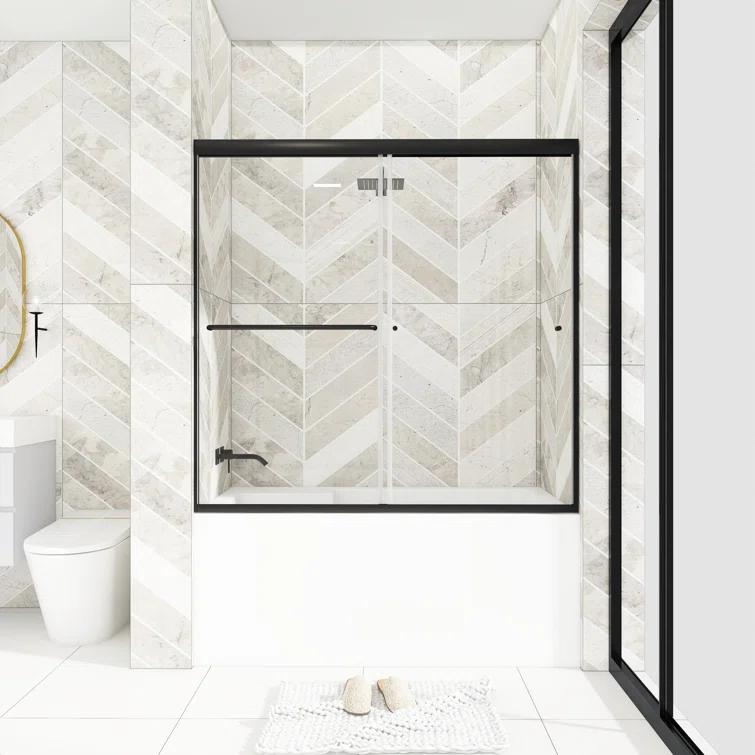 60" W x 58" H Double Sliding Framed Tub Door