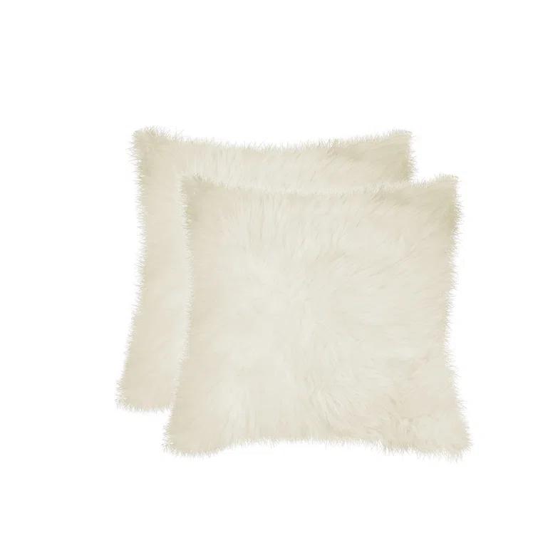 100% Wool Throw Square Pillow Cover & Insert (Set of 2)