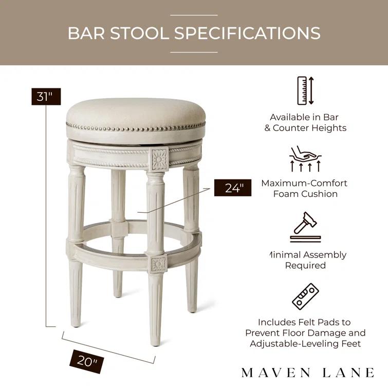 Maven Lane Maven Lane Pullman Backless Stool with Fabric Upholstery