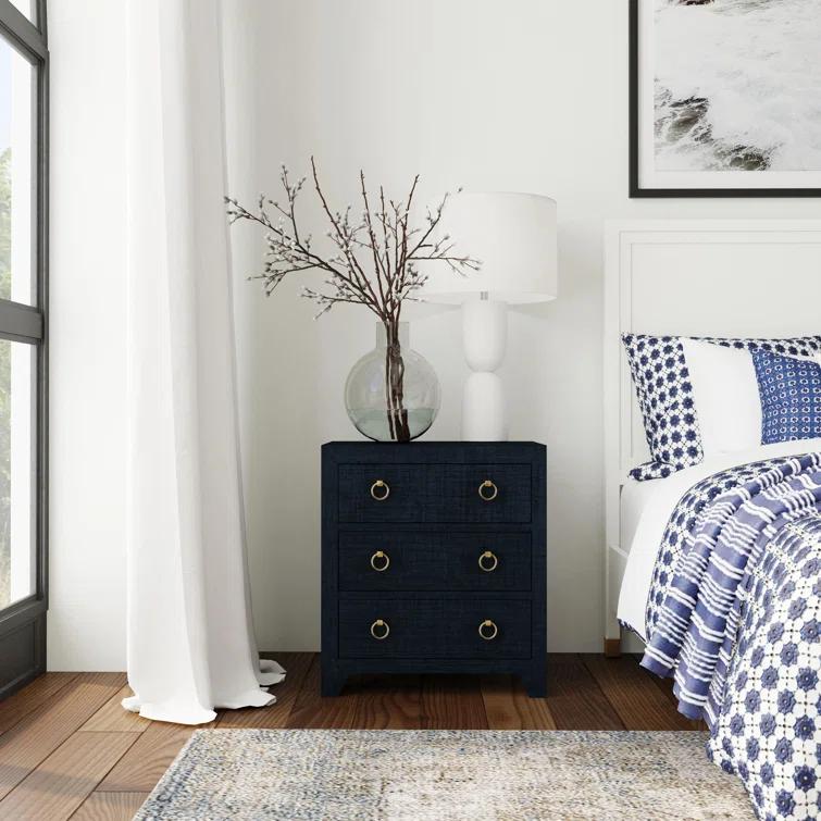 Butler Specialty Company Bar Harbor Raffia 3 Drawer Chest - Navy Blue