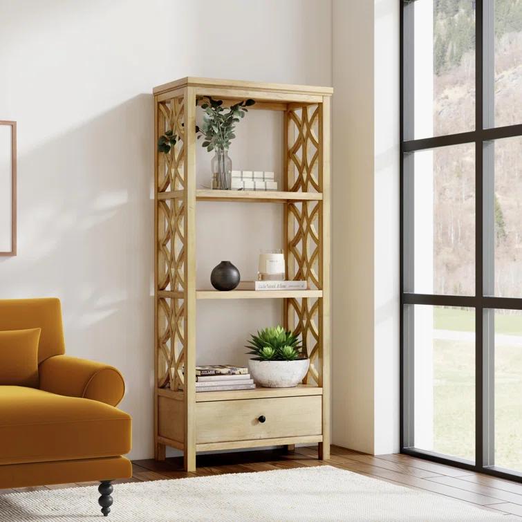 Lorena 30"W 3- Tier Etagere Bookcase with Storage Drawer