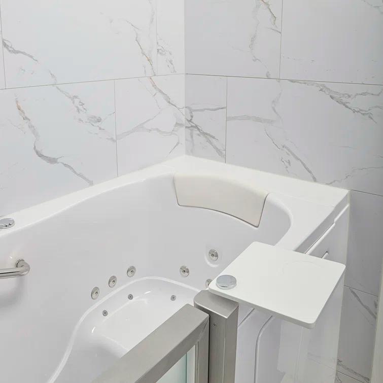 Ella Walk In Baths 931175PCWS Royal 32"x52" Acrylic Air and Hydro Massage Walk-In Bathtub, FastFill Faucet, Carrara Wall Surround