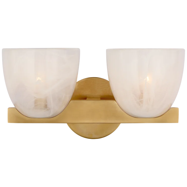 Antique Brass Double Frosted Glass Vanity Wall Sconce