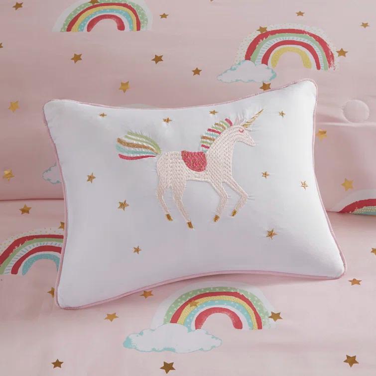 Intelligent Design Kids Alicia Rainbow and Metallic Stars Comforter Set with Bed Sheets