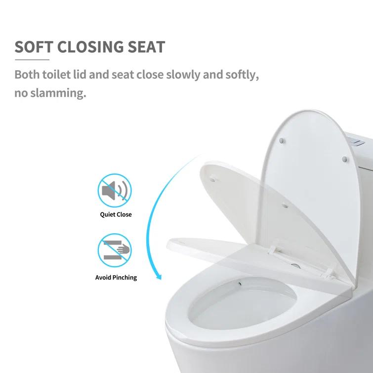 17" Comfort Height StandardToilet, Dual-Flush Modern Elongated One-Piece Toilet with Glazed Surface (Seat lncluded)
